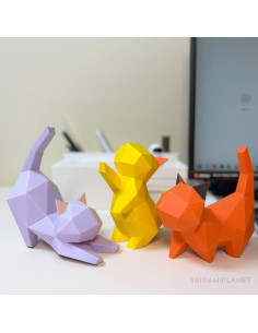 Kit de Papiroflexia 3D Gatitos ORIGAMIPLANET - 3 Modelos 2