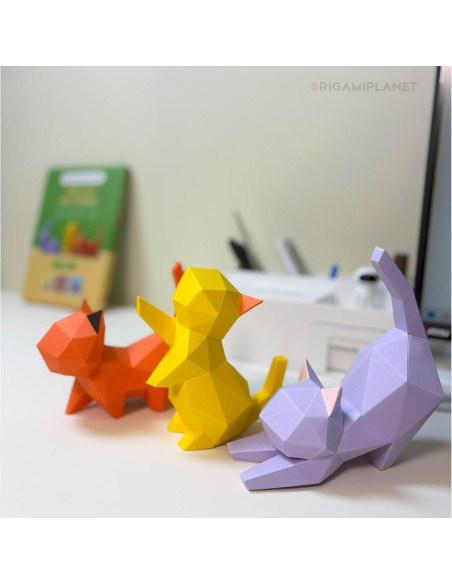 Kit de Papiroflexia 3D Gatitos ORIGAMIPLANET - 3 Modelos