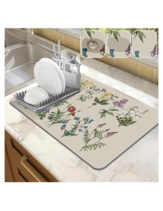 Alfombrilla para Secar Platos LOKHOM 30.48x50.8cm Floral Vintage