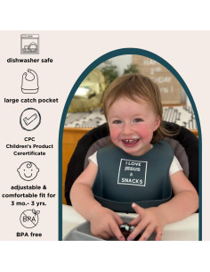 Babero de Silicona Parker & Elowyn Unisex 27.9x21.6cm BPA Libre 2