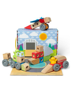 Bloques de Madera Conectables Melissa & Doug 54 Pcs Vehículos