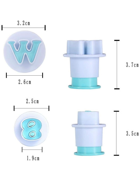 Cortadores de Letras y Números de Fondant Nuoda - 3 Juegos Cortadores de Letras y Números de Fondant Nuoda - 3 Juegos