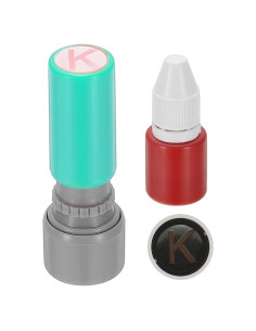 Sello de Letras PATIKIL Letra K con Tinta Roja y Carcasa Verde