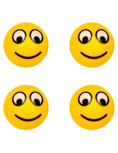 Tapa de Válvula de Aire SaiDian 4 Pcs Carita Sonriente Amarillo