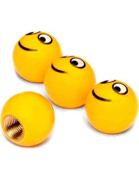 Tapa de Válvula de Aire SaiDian 4 Pcs Carita Sonriente Amarillo