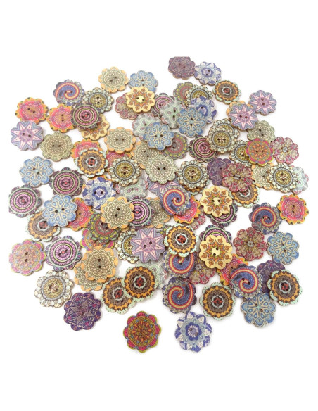 Botones de Madera Vintage Honbay 100PCS 25mm Decorativos Botones de Madera Vintage Honbay 100PCS 25mm Decorativos