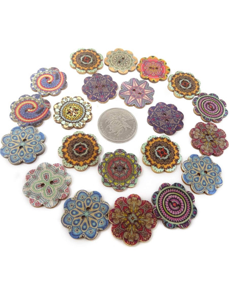 Botones de Madera Vintage Honbay 100PCS 25mm Decorativos Botones de Madera Vintage Honbay 100PCS 25mm Decorativos