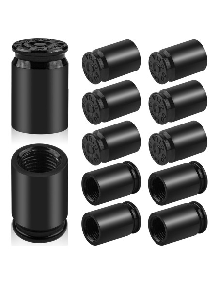 12 Tapones de Válvula de Neumático Aluminio Pretwad Negros
