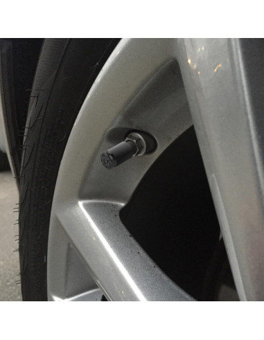 12 Tapones de Válvula de Neumático Aluminio Pretwad Negros