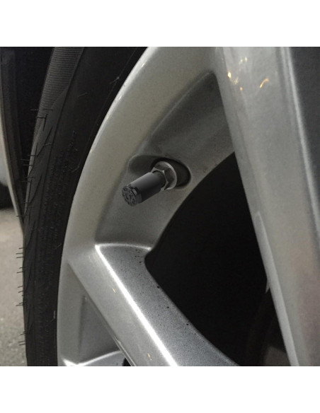 12 Tapones de Válvula de Neumático Aluminio Pretwad Negros