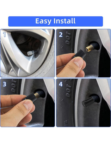 12 Tapones de Válvula de Neumático Aluminio Pretwad Negros