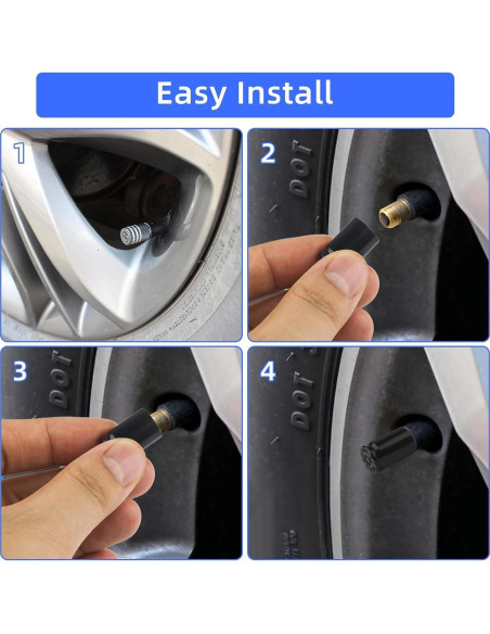 12 Tapones de Válvula de Neumático Aluminio Pretwad Negros