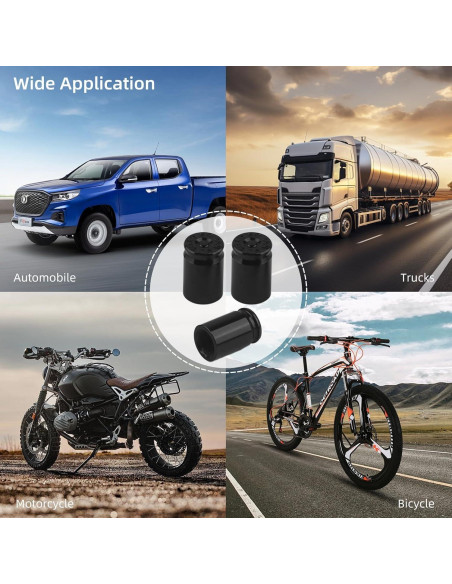 12 Tapones de Válvula de Neumático Aluminio Pretwad Negros