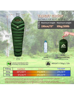 Saco de dormir ultraligero BUERTS 3 estaciones 220x80 cm 2