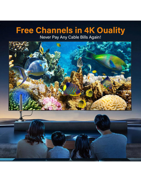 Antena Digital HD QGClearSO 724 km Recepción 4K/1080p
