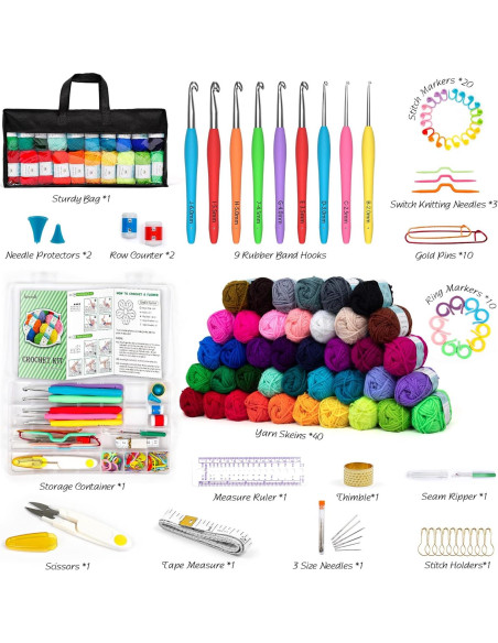 Kit de Crochet 113 Piezas InsCraft con 1600 Yards Hilo Acrílico Kit de Crochet 113 Piezas InsCraft con 1600 Yards Hilo Acrílico