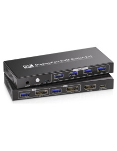 Interruptor KVM DisplayPort 2 PCs 1 Monitor 8K 60Hz USB 3.0