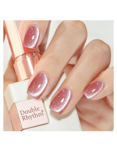 Gel de Uñas Cat Eye Doble Ritmo 15ml con Purpurina Rosa