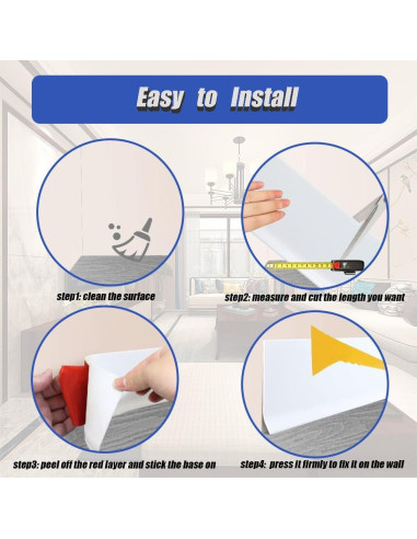 Base de Pared Autoadhesiva Youyis 40 Pies Vinilo Blanco