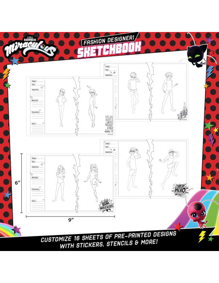 Cuaderno de Diseño de Moda Miraculous - Set para Niños 6+