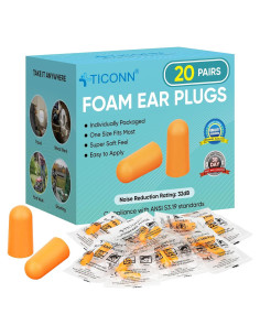 Tapones para Oídos TICONN 20 Pares 32dB Reducción Ruido
