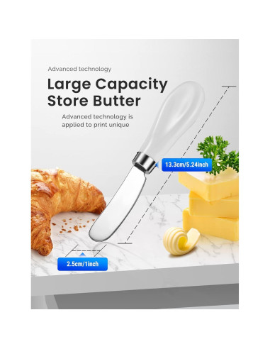 Set de 4 Cuchillos para Untar Mantequilla AISBUGUR - Acero Inoxidable y Mango de Cerámica