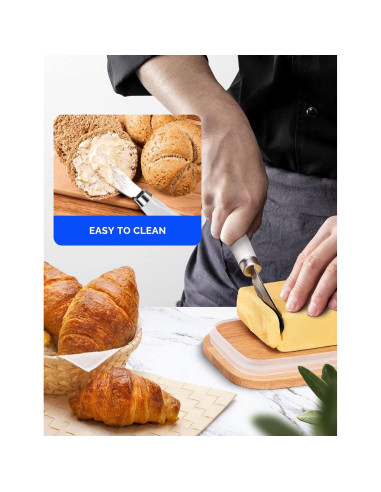 Set de 4 Cuchillos para Untar Mantequilla AISBUGUR - Acero Inoxidable y Mango de Cerámica