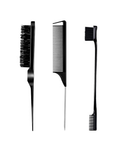 Juego de 3 Peines Estilizador Goiple - Negro, Compacto y Portátil