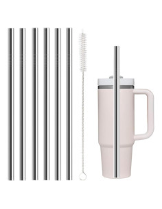 Juego de 6 Popotes de Acero Inoxidable Clakioom 30 cm Reutilizables