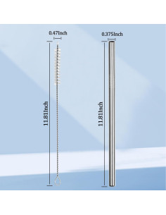 Juego de 6 Popotes de Acero Inoxidable Clakioom 30 cm Reutilizables 2