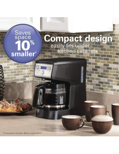 Cafetera Programable Hamilton Beach 12 Tazas Compacta Negra 2