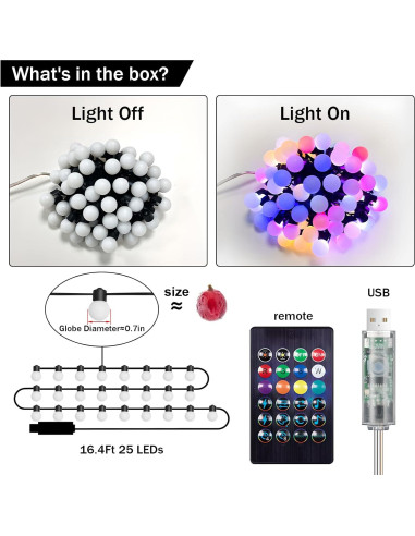 Luces de Cadena Inteligentes SuperRGB 5m 25 LED RGB Control Remoto