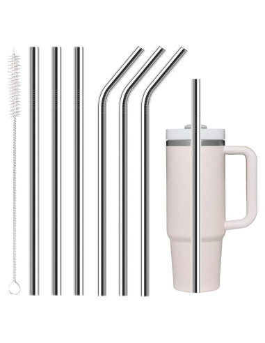 Paquete de 6 Pajitas de Acero Inoxidable Gdsinstna 30 cm