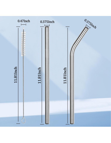 Paquete de 6 Pajitas de Acero Inoxidable Gdsinstna 30 cm