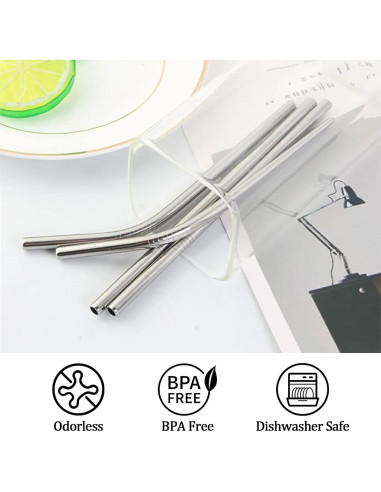 Paquete de 6 Pajitas de Acero Inoxidable Gdsinstna 30 cm