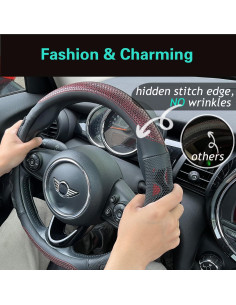 Funda de Volante PINCTROT Antideslizante 14.5-15 Pulgadas Rojo Vino 2