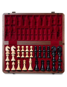 Juego de Ajedrez Plegable A&A de Madera Natural 38.1 cm