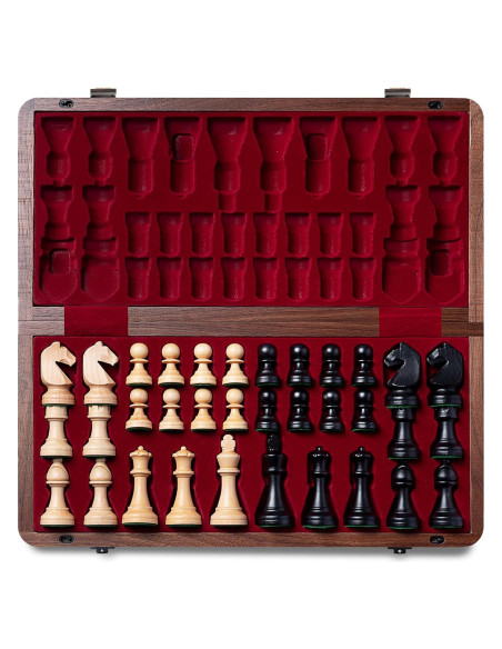 Juego de Ajedrez Plegable A&A de Madera Natural 38.1 cm