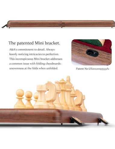 Juego de Ajedrez Plegable A&A de Madera Natural 38.1 cm