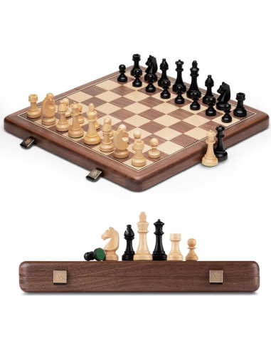 Juego de Ajedrez Plegable A&A de Madera Natural 38.1 cm