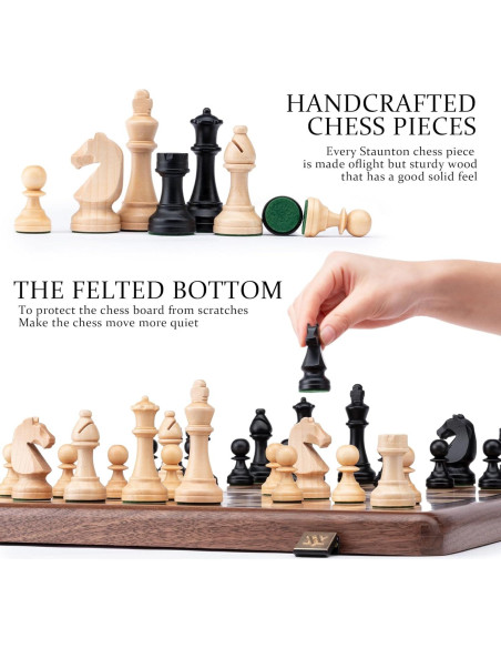 Juego de Ajedrez Plegable A&A de Madera Natural 38.1 cm