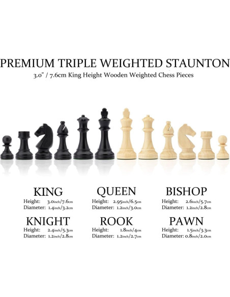 Juego de Ajedrez Plegable A&A de Madera Natural 38.1 cm