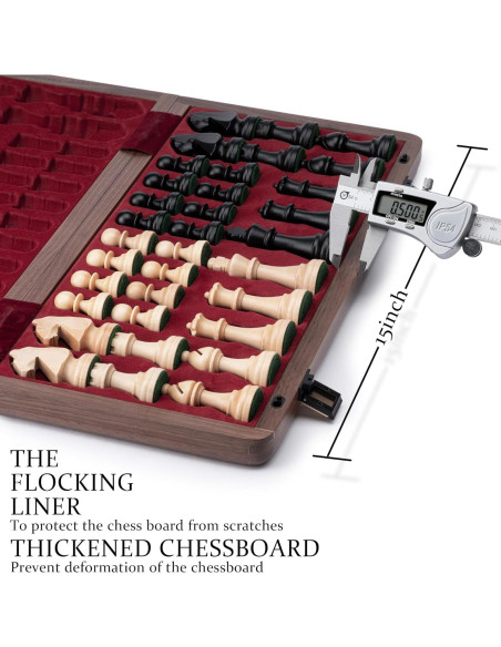 Juego de Ajedrez Plegable A&A de Madera Natural 38.1 cm