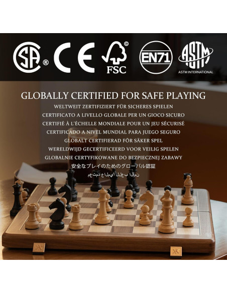 Juego de Ajedrez Plegable A&A de Madera Natural 38.1 cm