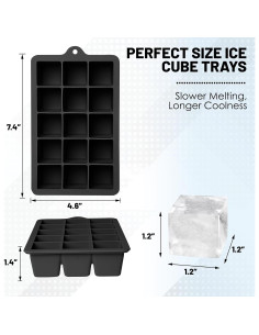 Bandejas de Hielo de Silicona Xyuetia 3 Piezas con Tapa 2