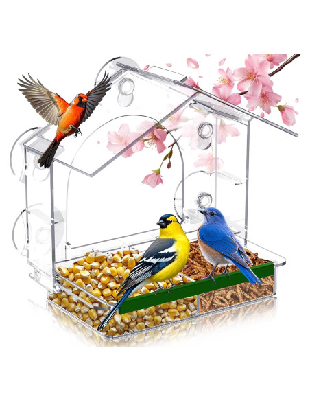 Comedero para Aves GelinRedcap con 5 Ventosas Fuertes 25.4x12.7cm Comedero para Aves GelinRedcap con 5 Ventosas Fuertes 25.4x12.7cm