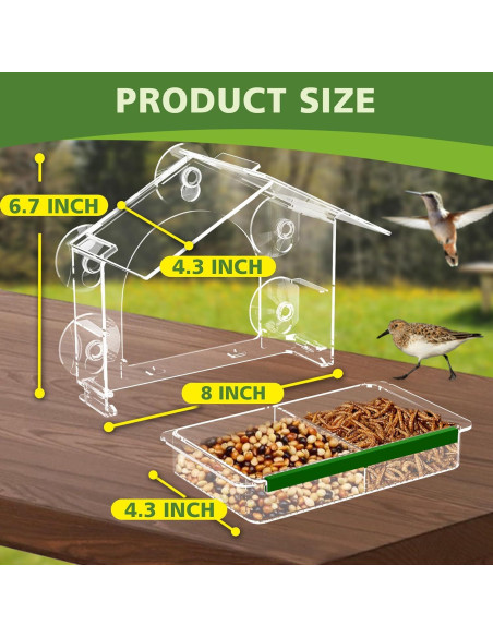 Comedero para Aves GelinRedcap con 5 Ventosas Fuertes 25.4x12.7cm Comedero para Aves GelinRedcap con 5 Ventosas Fuertes 25.4x12.7cm
