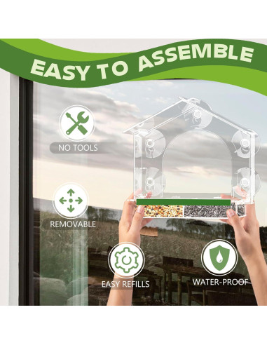 Comedero para Aves GelinRedcap con 5 Ventosas Fuertes 25.4x12.7cm