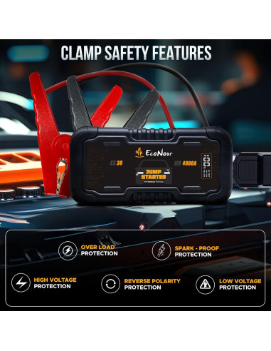 Arrancador de Batería EcoNour 4000A 25000mAh Pantalla LCD