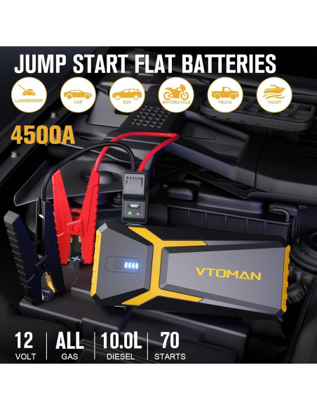 VTOMAN V10 Pro 4500A Arrancador de Coche Portátil 12V